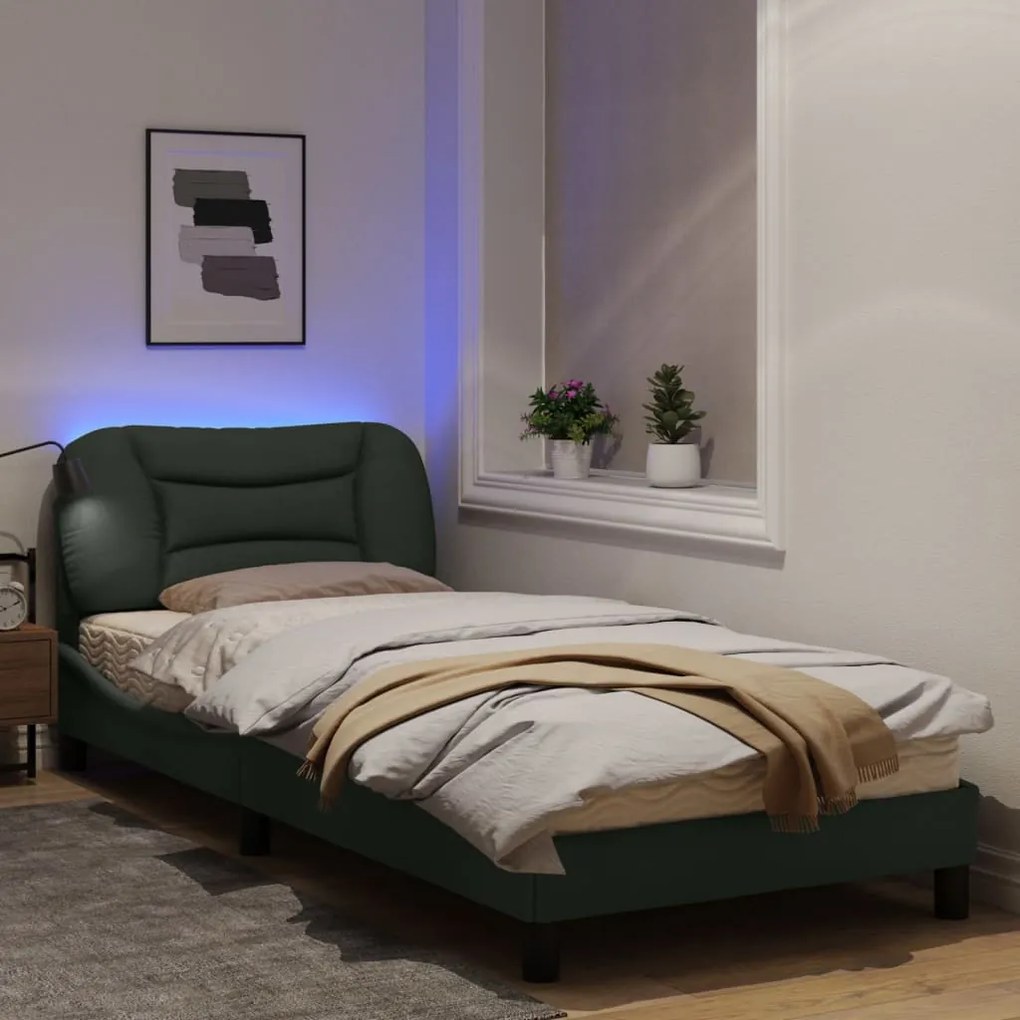 Giroletto con luci led grigio scuro 90x200 cm in tessuto
