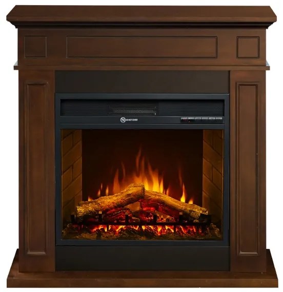 Camino elettrico da terra in legno Noce JEFFERSON L89,5 x H90,5 x P28 cm