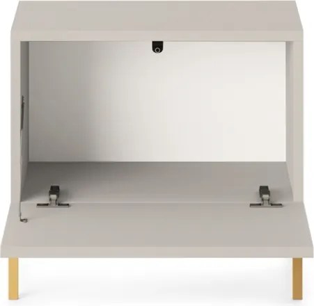 Comodino Cannettato 46 Cm 1 Anta Tortora Piedini Oro Zenith