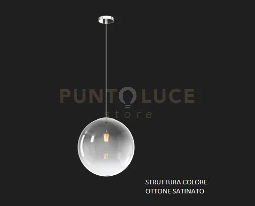 Sospensione ottone sat. 1 luce vetro grande fume' 1194os-s30-fu