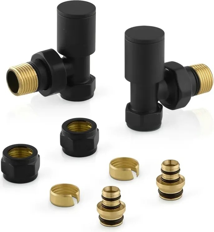 Termoarredo design nero opaco L 60x170 interasse 55 cm con Kit valvole