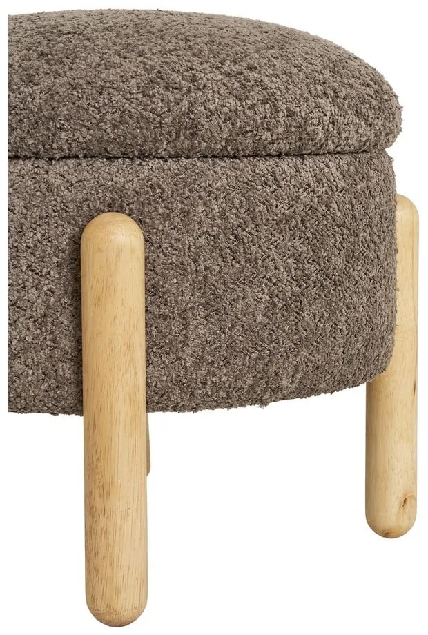 Pouf in tessuto bouclé marrone Medas - House Nordic
