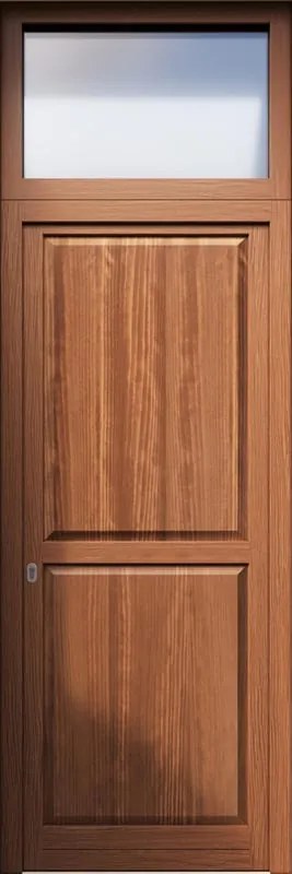 Portoncino d'ingresso in legno Bugnale 21 L 80 x H 210 cm noce apertura a destra