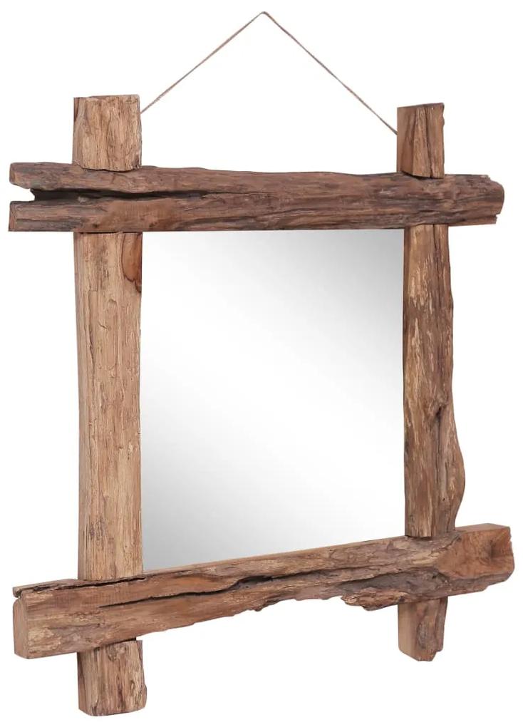 Specchio con Tronchi Naturale 70x70 cm in Massello di Recupero