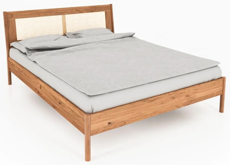 Letto matrimoniale in rovere con testiera in rattan 180x200 cm Pola - The Beds