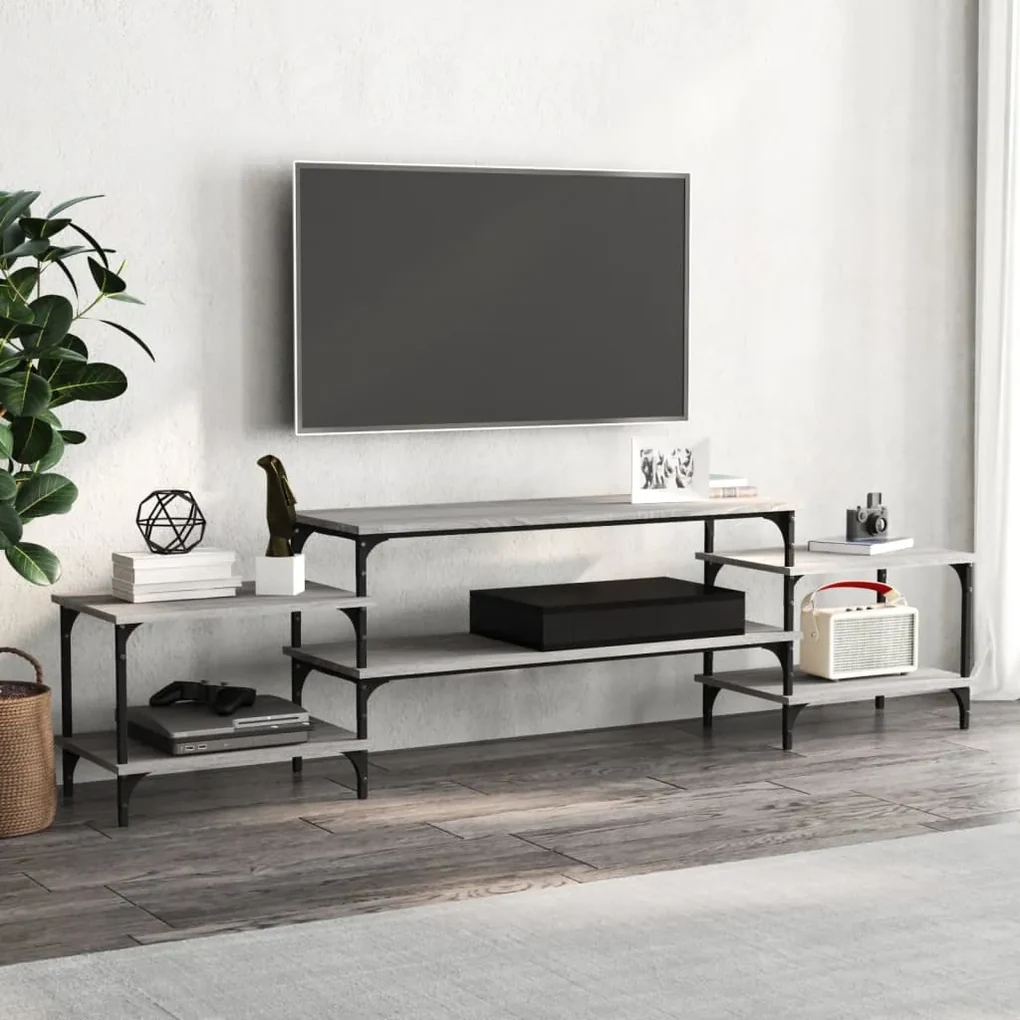 Mobile porta tv grigio sonoma 197x35x52 cm in legno multistrato