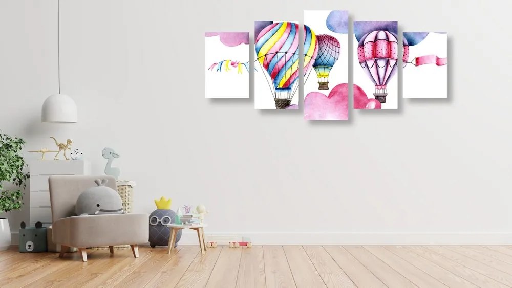 Quadri 5 pezzi – Palloncini nel vento