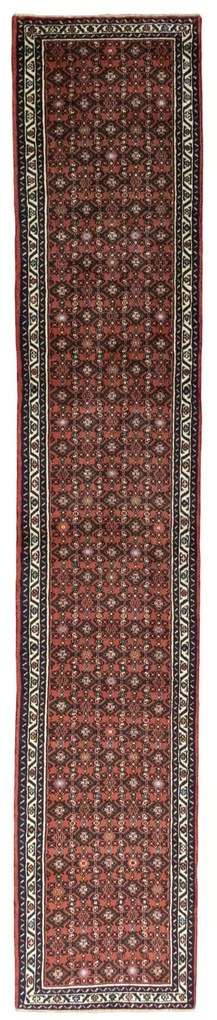 Hamedan Tappeto 410 x 80 Rosso (Iran) Annodato A Mano