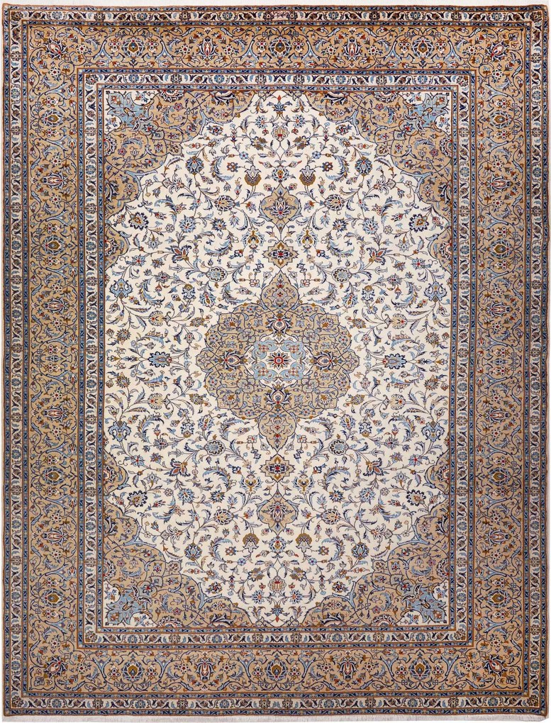 Kashan Tappeto 300 x 400 Beige (Iran) Annodato A Mano
