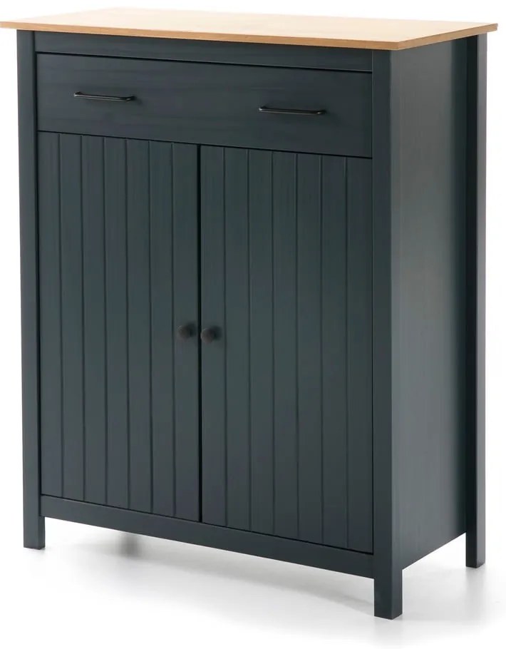 Cassettiera alta blu scuro in legno di pino 90x110 cm Miranda - Marckeric