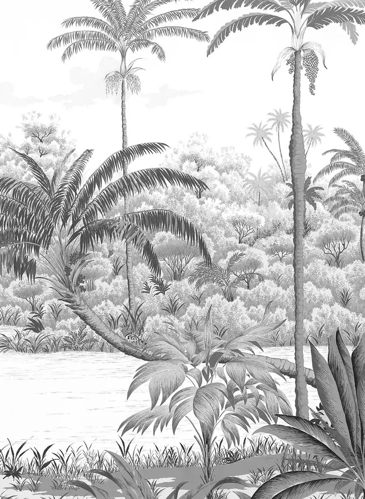 Isidore Leroy Carta da parati panoramica Riviere des Parfums Gris gravure - C 7/8/9