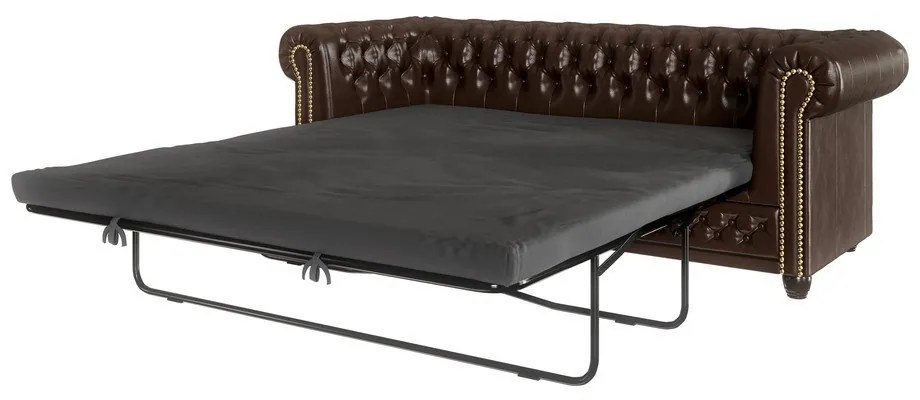 Divano letto marrone scuro in similpelle 203 cm York - Ropez
