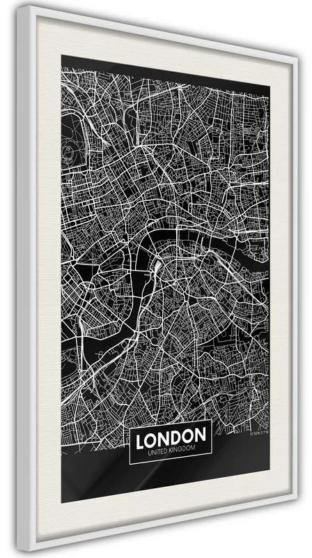 Poster  City Map: London (Dark)  Cornice Quadri Cornice nera, Larghezza x Altezza Home decor 20x30