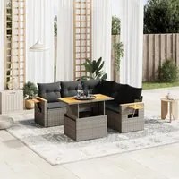 Set Divano da Giardino 6 pz con Cuscini Grigio in Polyrattan 3273517