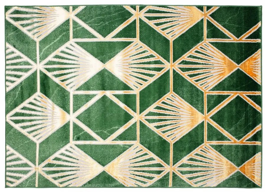 Tappeto verde di tendenza con motivi geometrici dorati Larghezza: 140 cm | Lunghezza: 200 cm