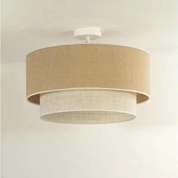 Duolla - Lampadario a plafone YUTE BOHO 3xE27/15W/230V diametro 60 cm marrone/color crema