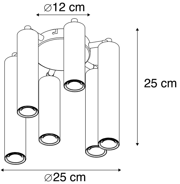 Plafoniera Art Déco oro 6 luci - Tubi