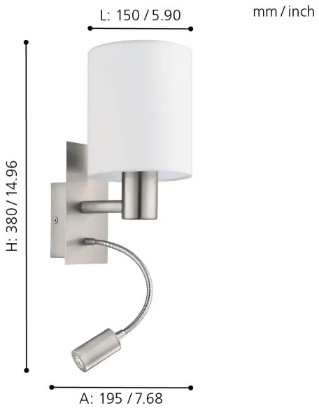 Eglo 96477 - Lampada LED flessibile PASTERI 1xE27/40W+LED/3,8W bianco