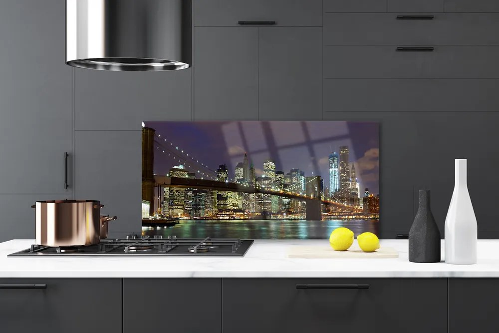 Rivestimento parete cucina Architettura del ponte della città 125x50 cm