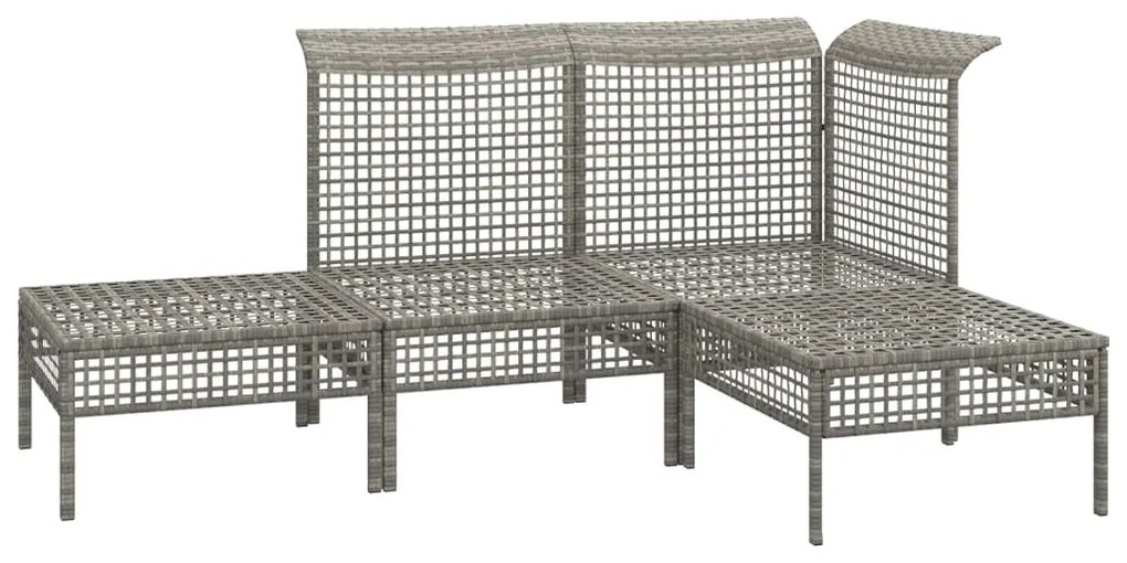 Set divani da giardino 4 pz con cuscini in polyrattan grigio