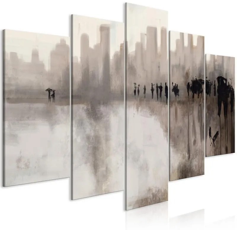 Quadro  City in the Rain (5 Parts) Wide  Larghezza x Altezza Home decor 200x100