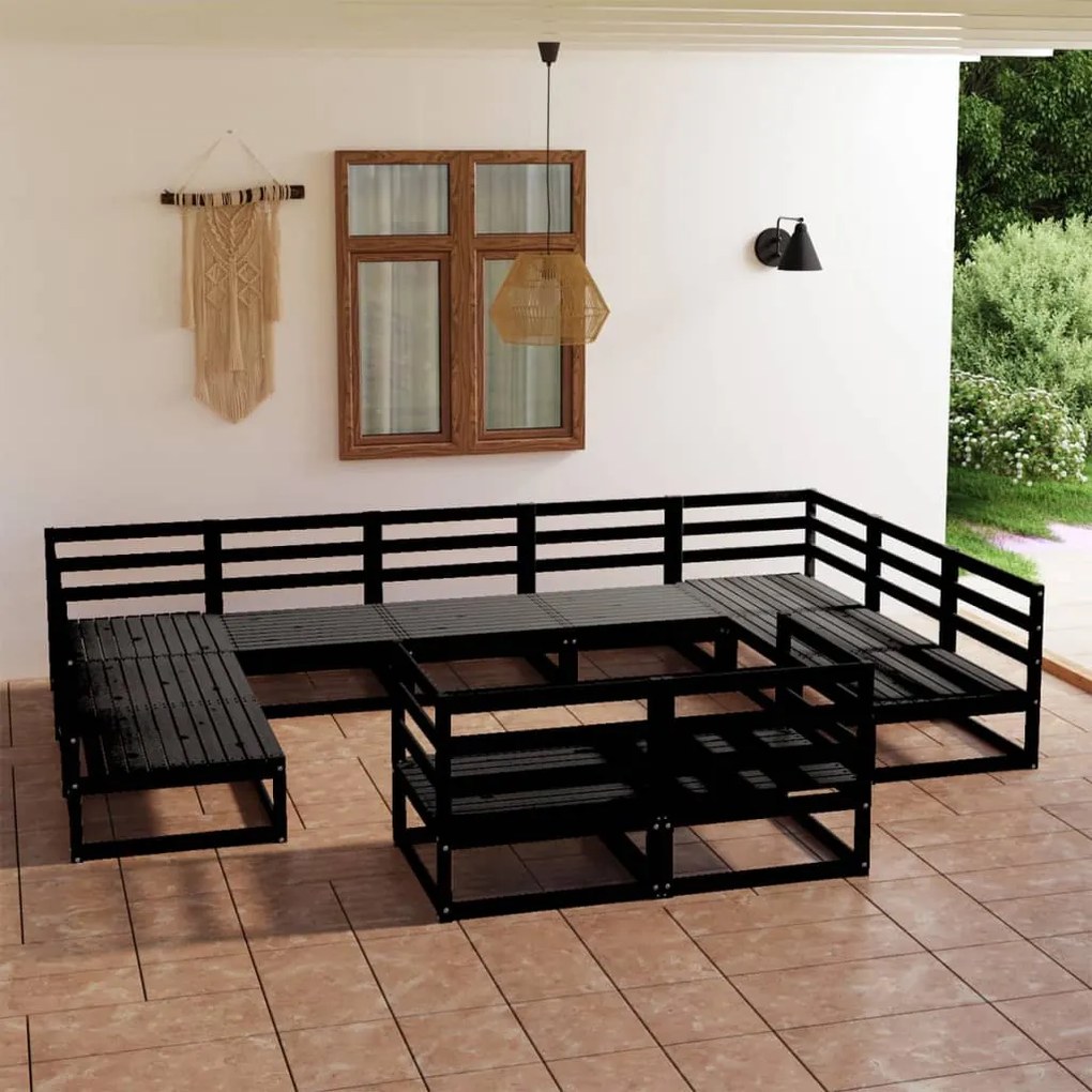 Set Divani da Giardino 11 pz in Legno Massello di Pino