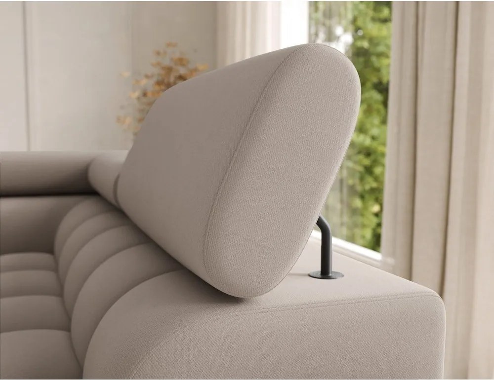 Divano angolare marrone chiaro allungabile (con penisola a destra/a U) con rivestimento in velluto Feraria – ELTAP