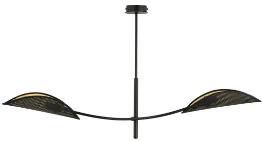 Lampadario a sospensione con supporto rigido LOTUS 2xE14/10W/230V nero/oro