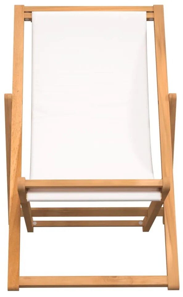 Sedia a sdraio in legno di teak 56x105x96 cm crema