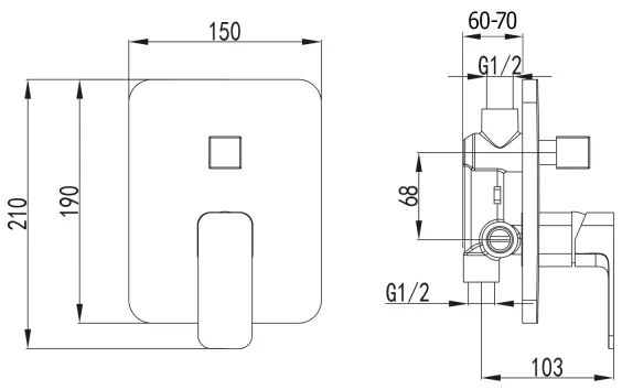 Aqualine - Rubinetto doccia per installazione a scomparsa FACTOR cromo lucido