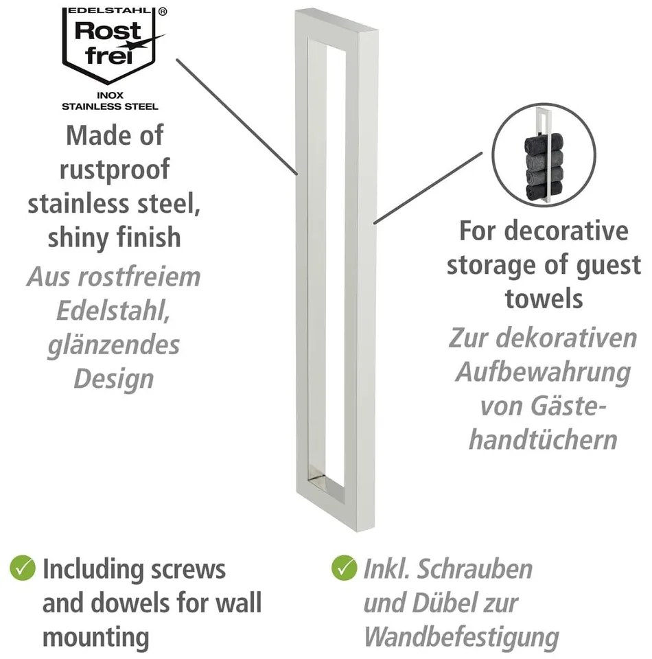 Porta asciugamani a parete in acciaio inox Reitani - Wenko
