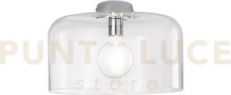 Plafoniera gibus trasparente 1 luce attacco e27 35x35x23cm in vetro...