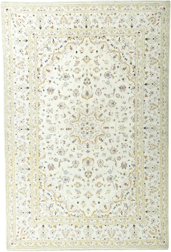 Kashan Tappeto 200x300 Beige (Iran) Annodato A Mano
