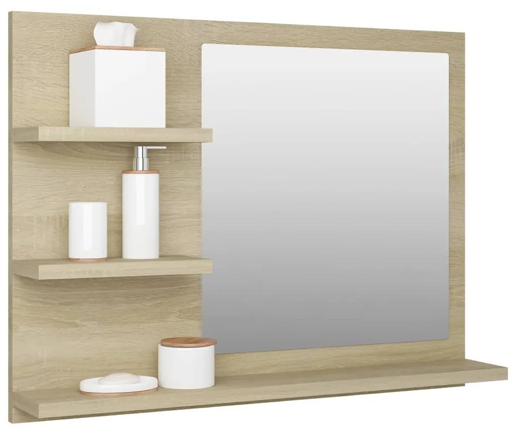 Specchio da Bagno Rovere Sonoma 60x10,5x45 cm Legno Multistrato