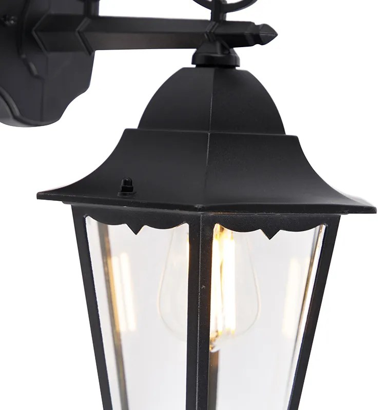 Lanterna da parete classica nera IP44 - Havana Down