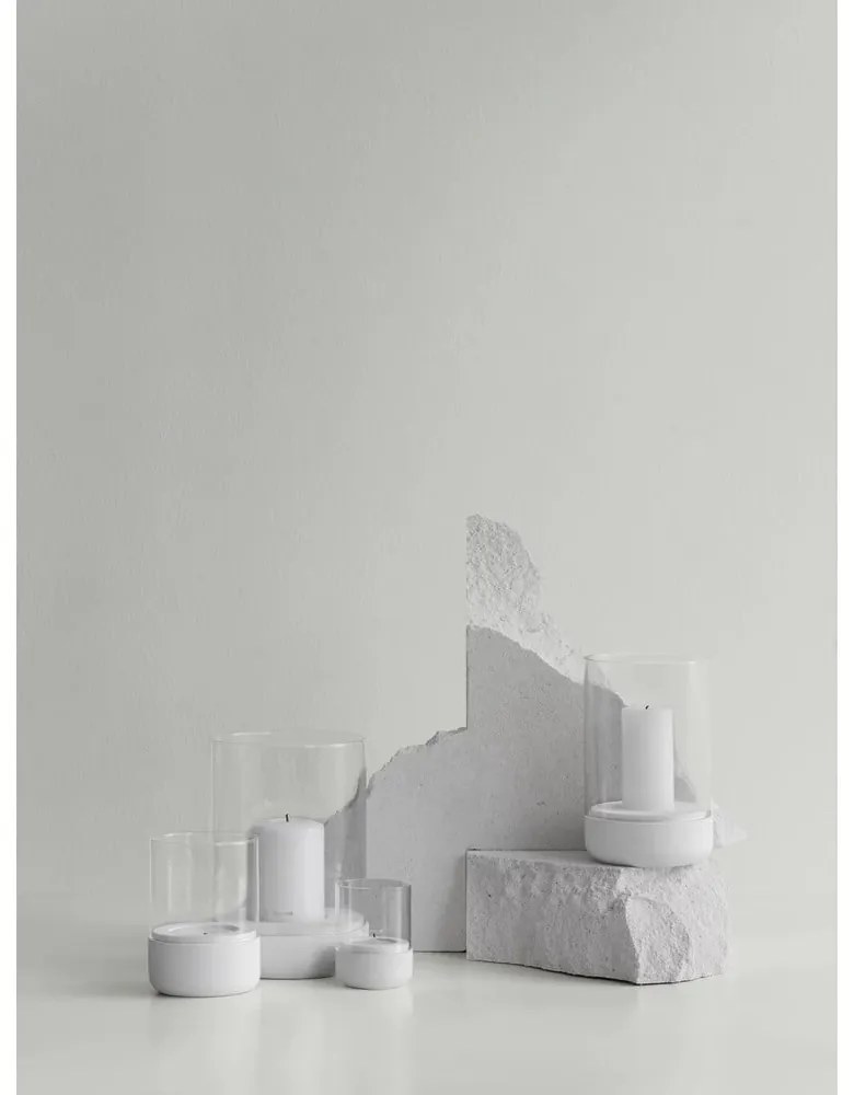 Set di 2 candelieri in vetro grigio con base in cemento Calma - Blomus