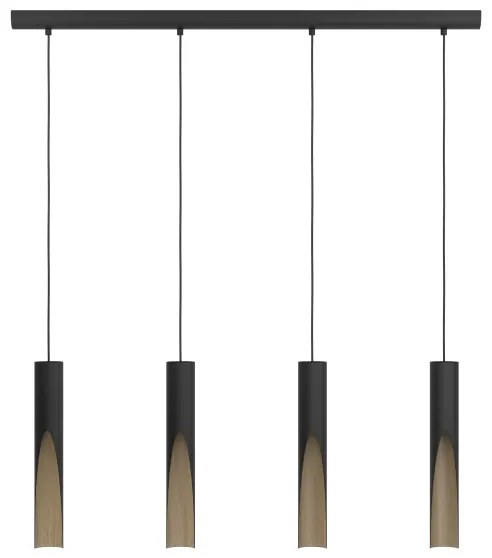 Eglo 901733 - Lampadario LED a sospensione con filo BARBOTTO 4xGU10/4,5W/230V 3000K nero/marrone