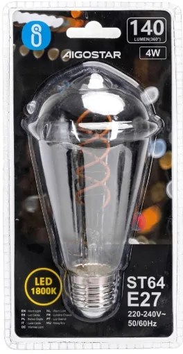 Lampadina LED FILAMENT ST64 E27/4W/230V 1800K - Aigostar