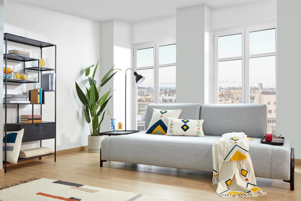 Kave Home - Coperta Itri 100% cotone bianco e rombi multicolori 130 x 170 cm