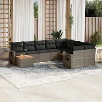 Set Divano da Giardino 10 pz con Cuscini Grigio in Polyrattancod mxl 114794