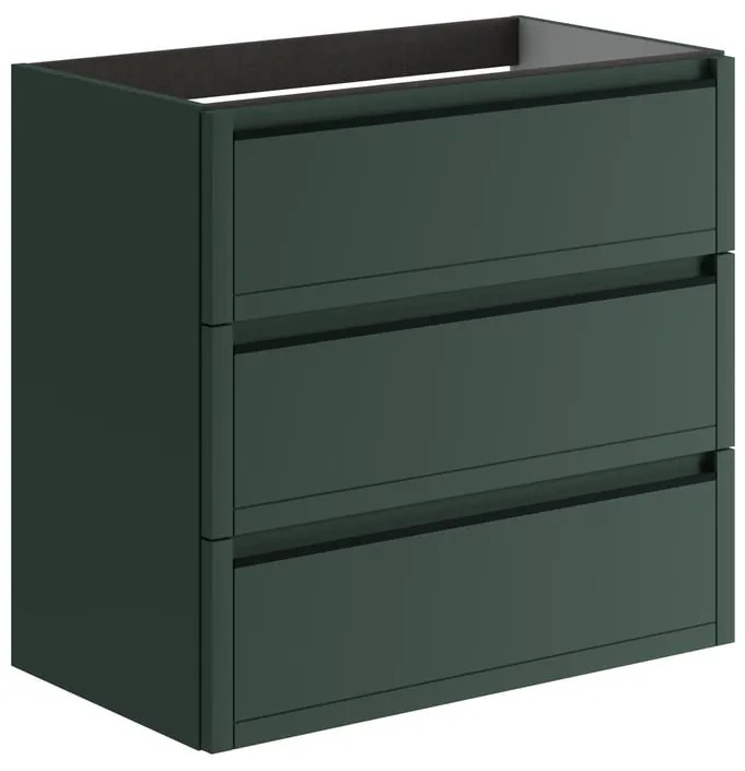 Mobile da bagno sospeso sotto lavabo L 79.5 x H 78 x P 45.5 cm verde opaco, 3 cassetti Tratto