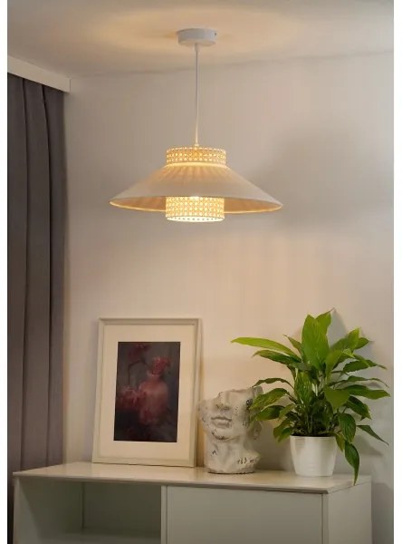 Duolla - Lampadario a sospensione con filo RIO RATTAN 1xE27/15W/230V diametro 45 cm beige/rattan