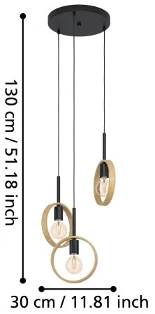 Eglo 43551 - Lampadario su corda IPSDEN 3xE27/40W/230V
