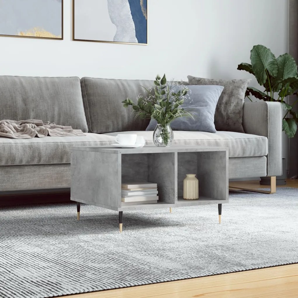 Tavolino Salotto Grigio Cemento 60x50x36,5 Cm Legno Multistrato /