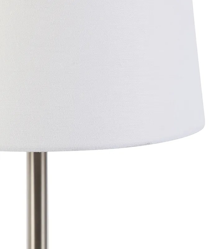 Lampada da tavolo moderna in acciaio con paralume bianco 32 cm - Simplo