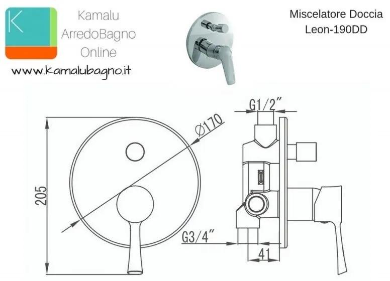 Kamalu - miscelatore doccia a muro con deviatore offerta modello leon-190dd