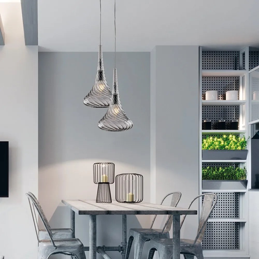 Lampadario Contemporaneo Nemesi Metallo Grigio Fumè 1 Luce E27