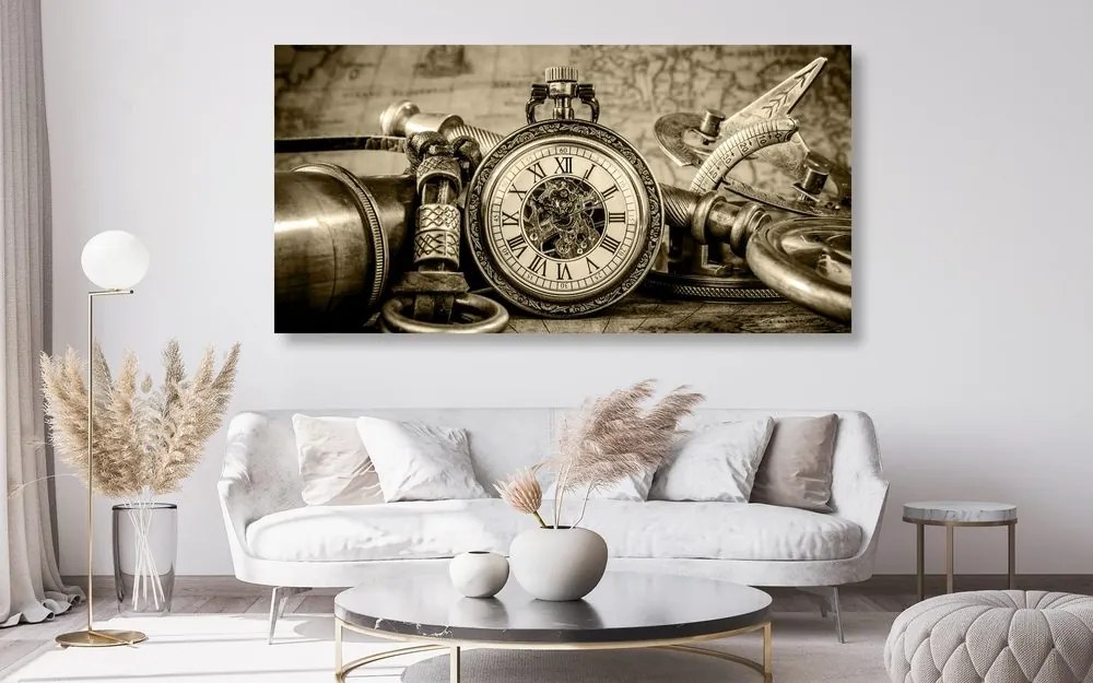 Quadro su tela – Orologi del passato in seppia