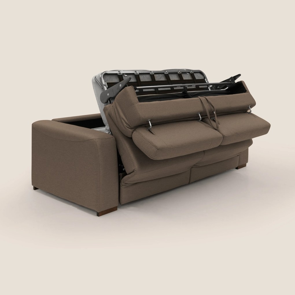 Poseidon divano letto + relax elettrico in tessuto smacchiabile impermeabile T05 marrone