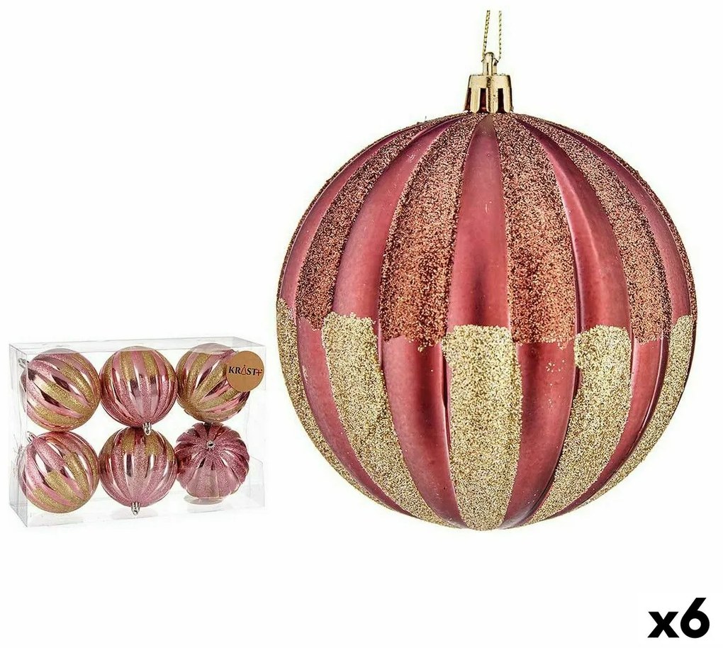 Set di palline di Natale 10 cm Rosa Dorato Plastica (6 Unità)